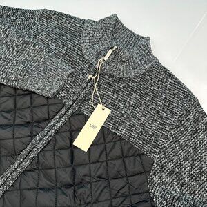 DiBi Men's Full Zip‎ Patchwork Quilted Cardigan Sweater, Size Small, Dark Gray